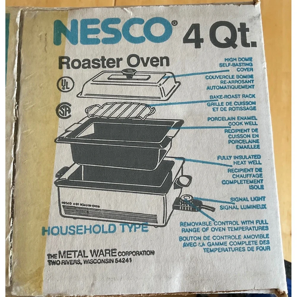 Nesco 4 Qt Roaster Oven Blue Porcelain Enamel 4804-12 Countertop Cooker with Box